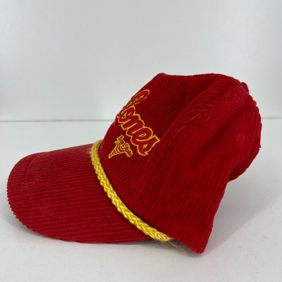 Vtg‎ 80s Iowa Cyclones Snapback Hat Men\'s One Size Red Corduroy Rope